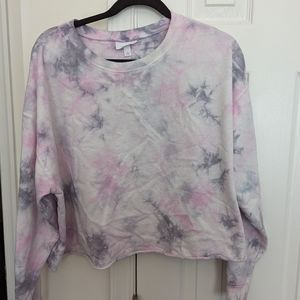 Colsie Tie Dye Crop Sweatshirt